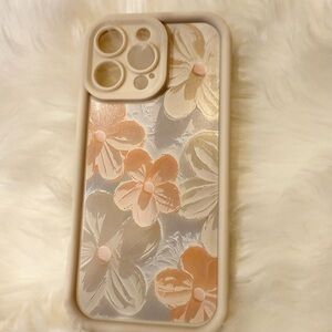 Iphone 16 pro max Floral Phone Case - Cream &Orange